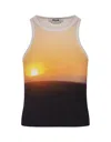 Msgm Ribbed Sleeveless Top With Print In Multicolour