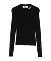 Msgm Fitted Long-sleeve Ribbed Top With Structured Shoulders In Black