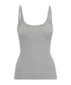 Msgm Grey Solid Scoop Neck Top In Gray