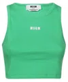 Msgm Ribbed Tank Top In Green