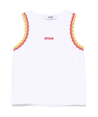 Msgm Ribbed Tank Top In White