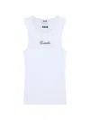 Msgm Ribbed Tank Top In White
