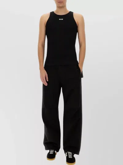 Msgm Ribbed Texture Sleeveless Cotton Tank Top