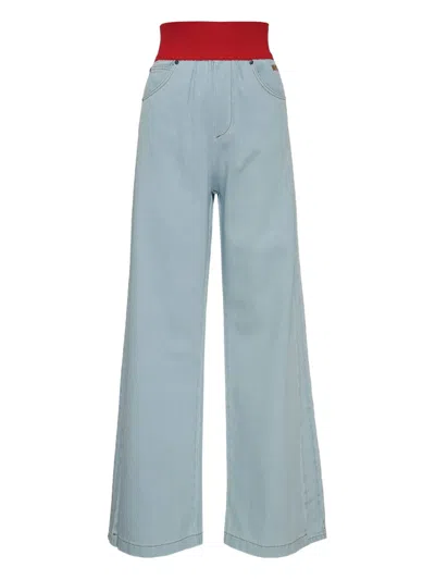 Msgm Ribbed-waist Jeans In Blue