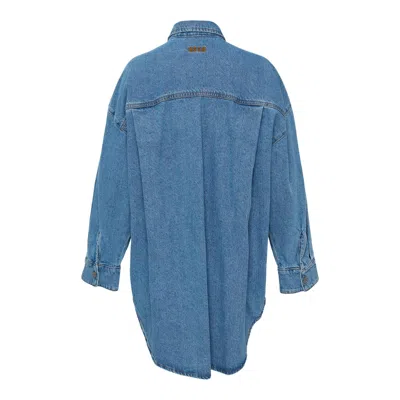 Msgm Ribbon Detail Denim Button-up Blouse In Blue