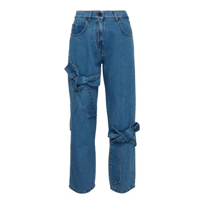 Msgm Ribbon Detail Denim Jeans In Blue