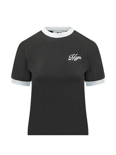 Msgm Ringer T-shirt In Black