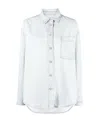 Msgm Ripped-detail Denim Overshirt In White