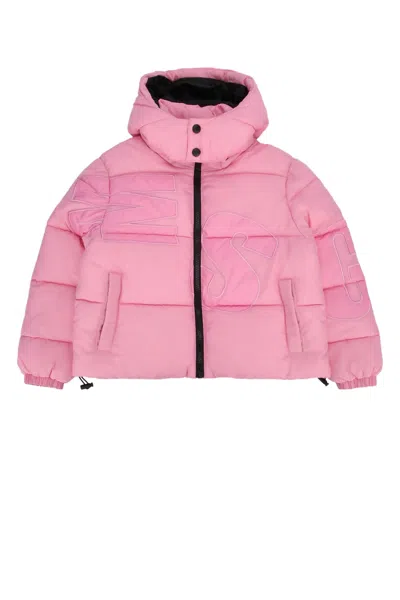Msgm Kids' Ripstop Nylon Puffer Jacket Unisex In Rosa/pink