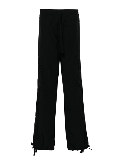Msgm Ripstop Structure Trousers In Black