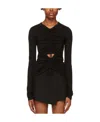 Msgm Rope Hollowed-out Long-sleeved T-shirt In Black