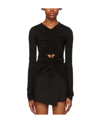 Msgm Rope Hollowed-out Long-sleeved T-shirt In Black