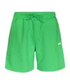 Msgm Elasticated-waistband Logo-detail Shorts In Green