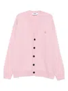 Msgm Rose-embellished Buttoned Cardigan In Pink