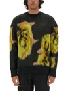 Msgm Underground Pixelled Roses Jersey In Black
