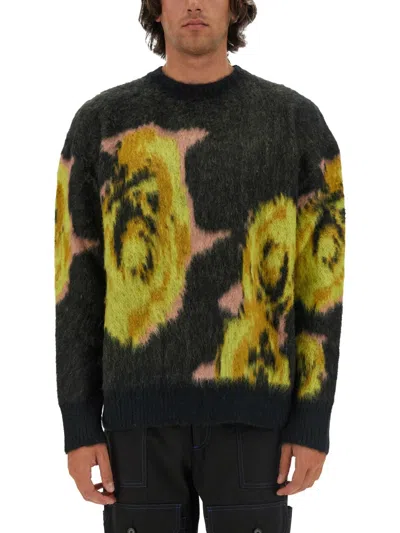 Msgm Underground Pixelled Roses Jersey In Multi