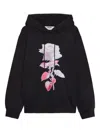 Msgm Rose-print Hoodie In Black