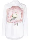 Msgm Rose-print Poplin Shirt In White