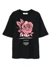 Msgm Rose-print T-shirt In Black