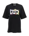 Msgm Round Collar Logo T-shirt In Black