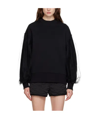 Msgm Round Neck Hoodie In Black