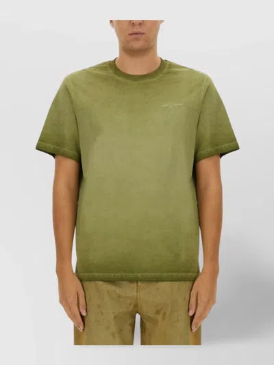 Msgm Round Neck Logo Print T-shirt In Green