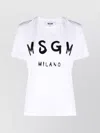 Msgm Round Neck Short Sleeves Straight Hem In White