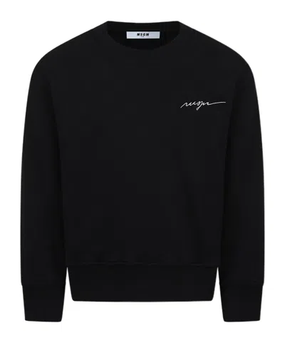 Msgm Round-neck Sweatshirt In Black