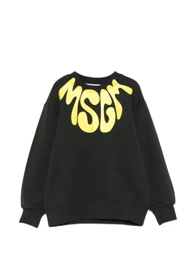 Msgm Kids' Round-neck Sweatshirt In Black