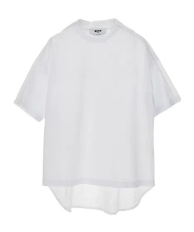 Msgm Jersey And Broderie Anglaise T-shirt In White