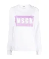 Msgm Round-necked Logo Sweater In White