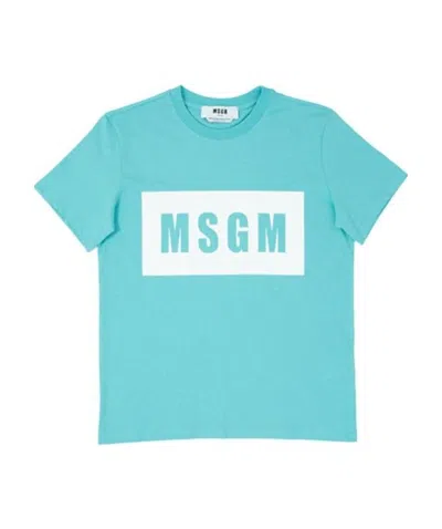 Msgm Round-necked Logo T-shirt In Blue