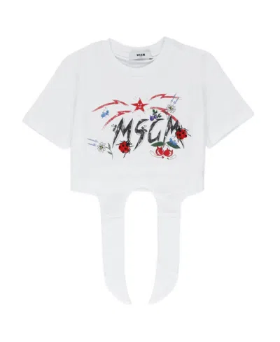Msgm Round-necked T-shirt In White