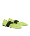 Msgm Round-toe Strap Ballet Flats In Green