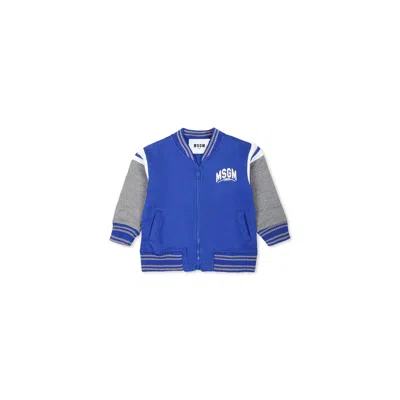 Msgm Kids' Royal Blue Bomber Jacket For Baby Boy