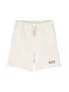 Msgm Logo-print Cotton Track Shorts In Neutrals