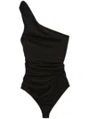 Msgm Ruched Bodysuit In Black