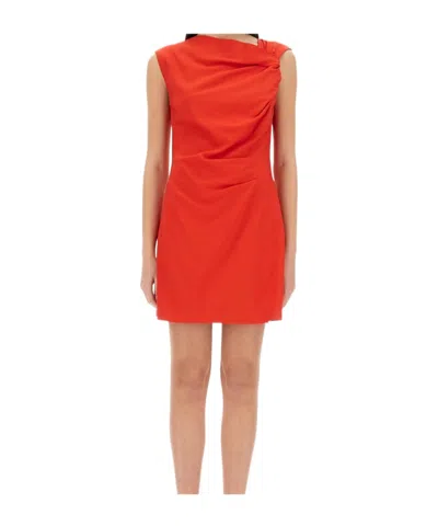Msgm Draped Detail Sleeveless Mini Dress In Red