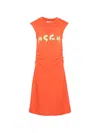 Msgm Ruched Dress In Orange