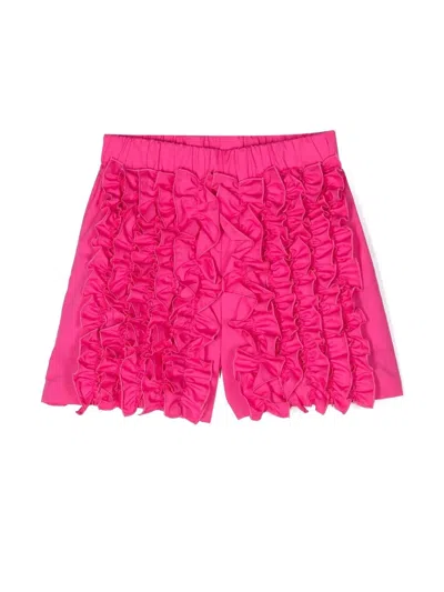 Msgm Kids' Ruched-panel Mini Short In Pink