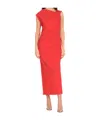 Msgm Canvas Draped Midi Dress In Red