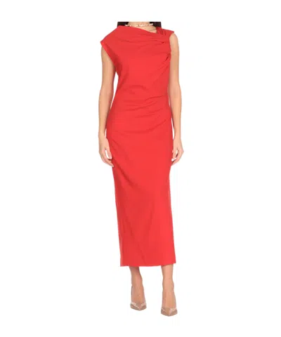 Msgm Ruched Slim Fit Dress