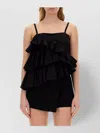 Msgm Ruches Tops With Asymmetric Hem And Ruffle
