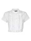 Msgm Cropped Button-up Shirt In White