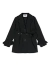 Msgm Black Coat For Girl With Stars In Black