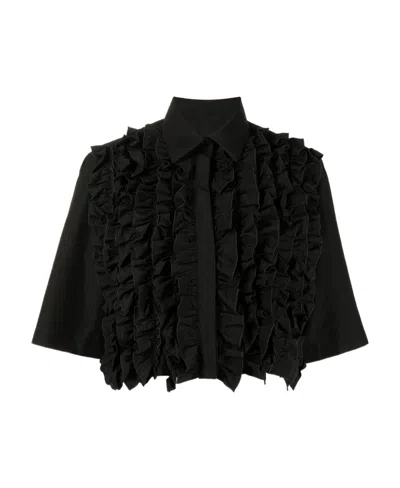 Msgm Ruffle-detail Cropped Shirt