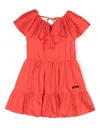 Msgm Ruffle-detail Dress In Red