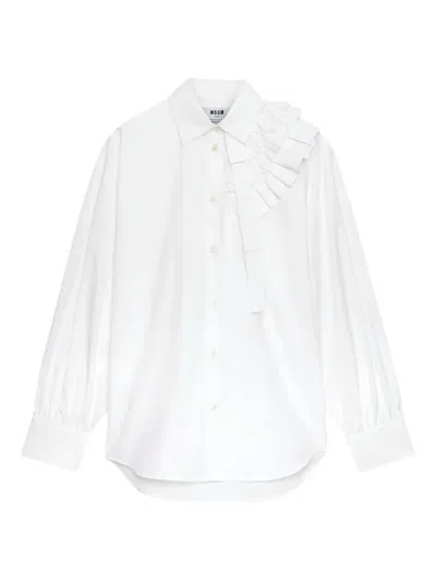 MSGM RUFFLE-DETAIL LONG-SLEEVED SHIRT