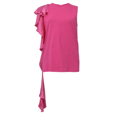 Msgm Ruffle-detail Sleeveless Top In Pink Cotton