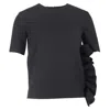 Msgm Ruffle Detailed T-shirt In Black Polyester In Black